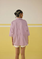 A Model Wearing Organic Cotton satin Wild Sunshine Heart Organic Cotton Classic Shirt, curated by Only Ethikal